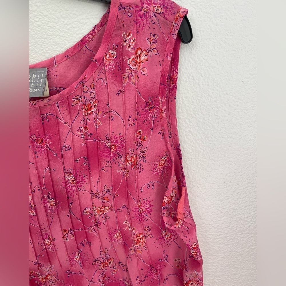 Vintage 90’s sleeveless maxi pink floral dress with tie size 14 - Picture 4 of 10